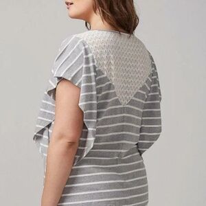 Lane Bryant Gray and White Striped Top Size 14/16 NWT